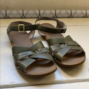 Women’s Olive Green Strappy Leather Sandals
